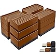 ANNKUT Furniture Risers 4 Inch, Heavy Duty Furniture Elevator in Heights of 1.5, 3 or 4 Inch， Rectangle Raising Blocks for Bed, Couch, Desk, Sofa, Tables,Support Up to 1,300 Lbs (4 Pack-Brown)