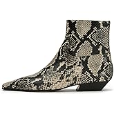 KysBloes Women Square Toe Ankle Boots Low Heel Booties Flats Winter Shoes Comfortable Side Zip Short Boots(Opt One Size Smaller)