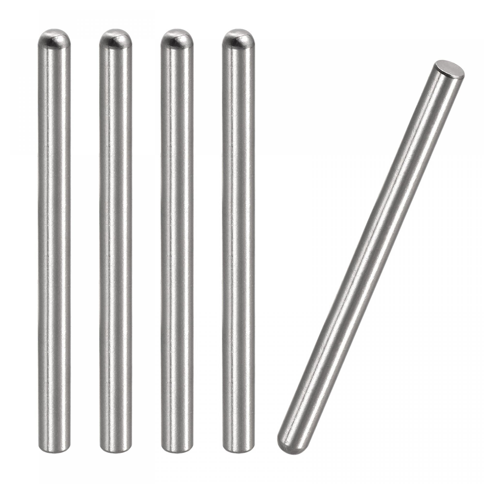TOP-VIGOR 5Pcs 6mm x 80mm Dowel Pins, 304 Stainless Steel Round Head Flat Chamfered End Shelf Pegs Support Fasten Elements Silver Tone