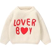 Nibbcoa Toddler Baby Boy Valentine's Outfit Lover Boy Embroidery Knit Sweater Long Sleeve Crewneck Pullover Tops