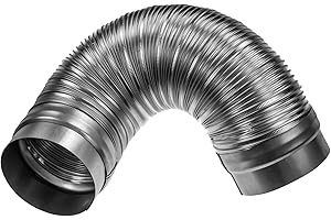 5" Inch Flexible Duct - 1.48 to 3.28 ft Length - Corrugated Aluminum Ducting Connector - Galvanized Steel End Sleeves - Washe