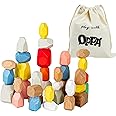 OPPA 36PCS Wooden Stacking Rocks, Montessori Sensory Toys for Toddlers, Building Rocks Stones Games,Stacking Stones for Kids Gifts