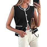 Yousify Womens Knit Tank Tops 2025 Summer Sleeveless Sweater Vest Round Neck Button Down Casual Cardigan with Pockets