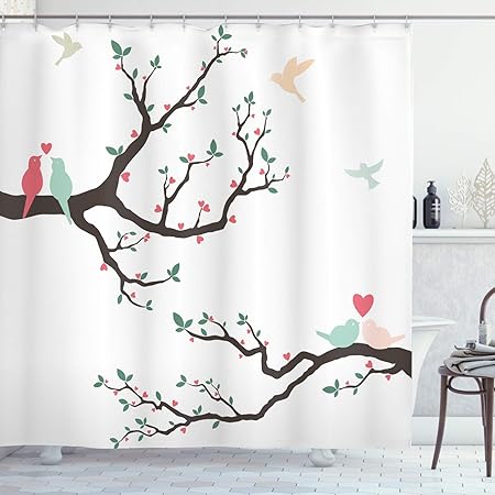 Rose Vert Umber Cadre De Tulipes Fraiches Tissu Ensemble De Decor De Salle De Bain Avec Crochets 175 Cm X 180 Cm Abakuhaus Lamour Rideau De Douche Cuisine Maison Rideaux