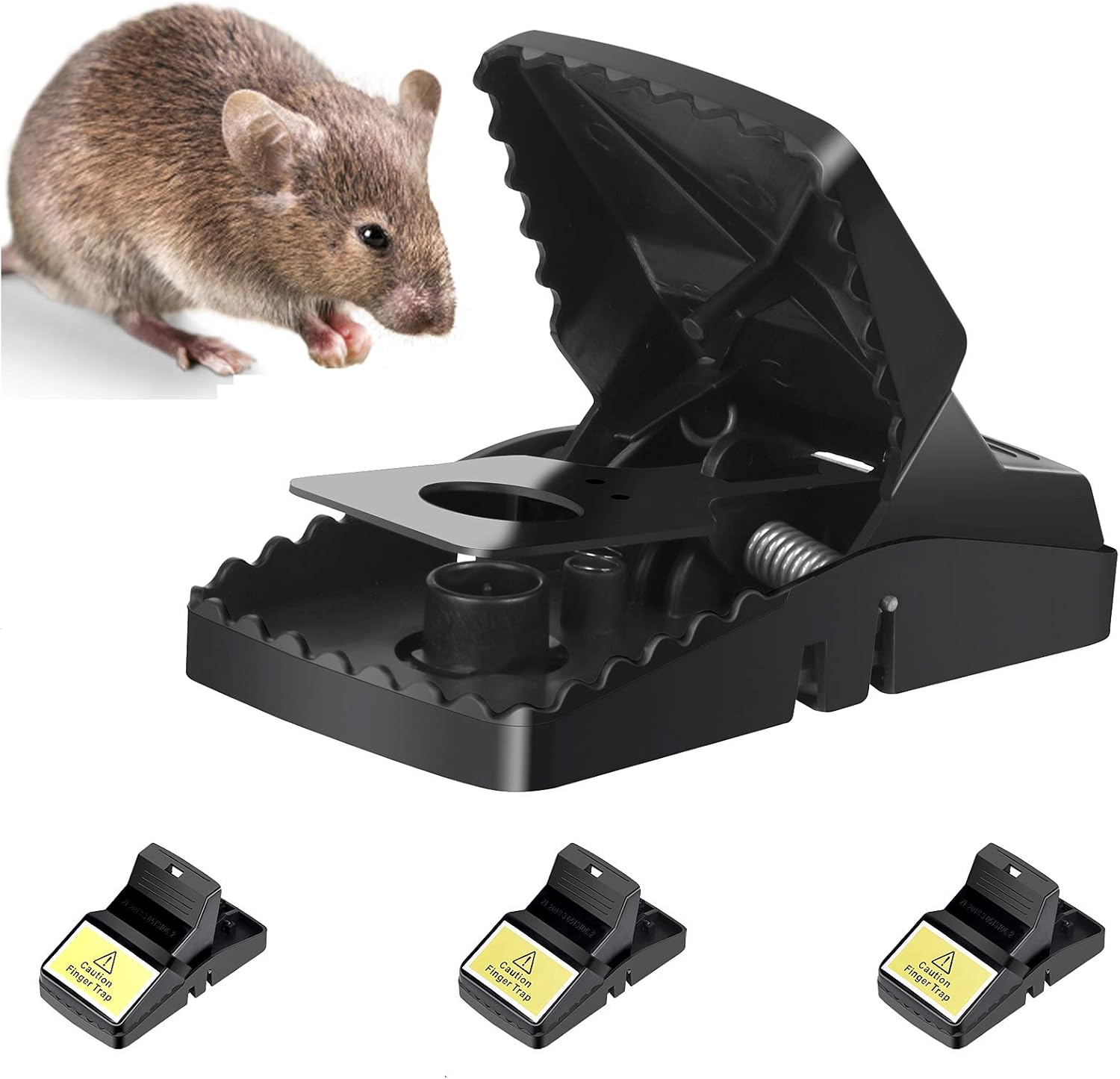 Trisiki 4 Pack Upgraded Rat Trap, Mouse Trap for Various Sizes of Rodents High Sensitive Large Snap Trap that kills instantly