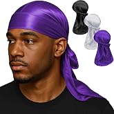 Premium Durag Pack for Men, Silky Doo Rag Cap for 360 540 720 Waves