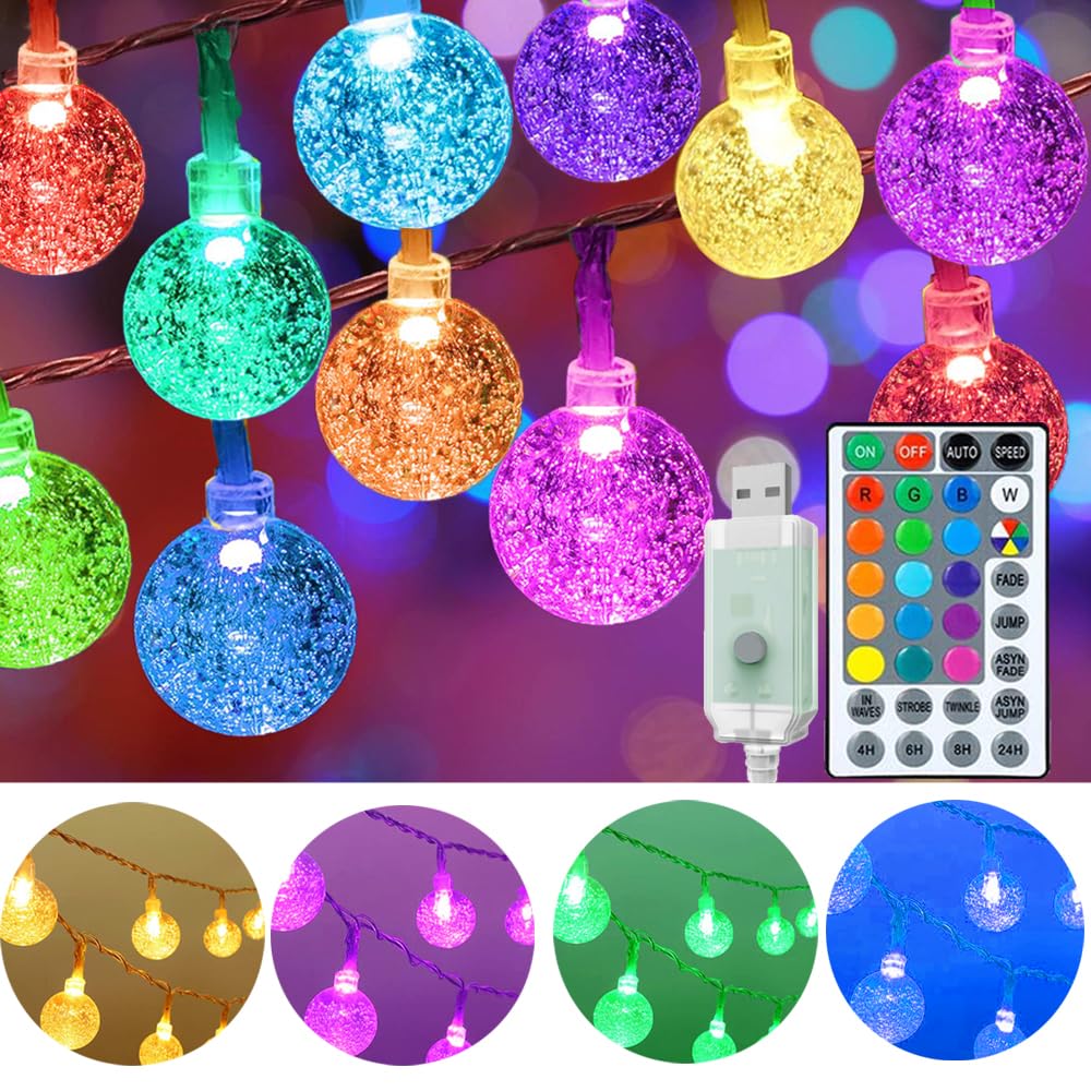 Photo 1 of Mocalido 50ft Color Changing Globe String Lights Indoor, Hanging Colored Lights for Bedroom 75 LED USB Powered with Remote, Fairy Lights Classroom, Camping Tent Decor