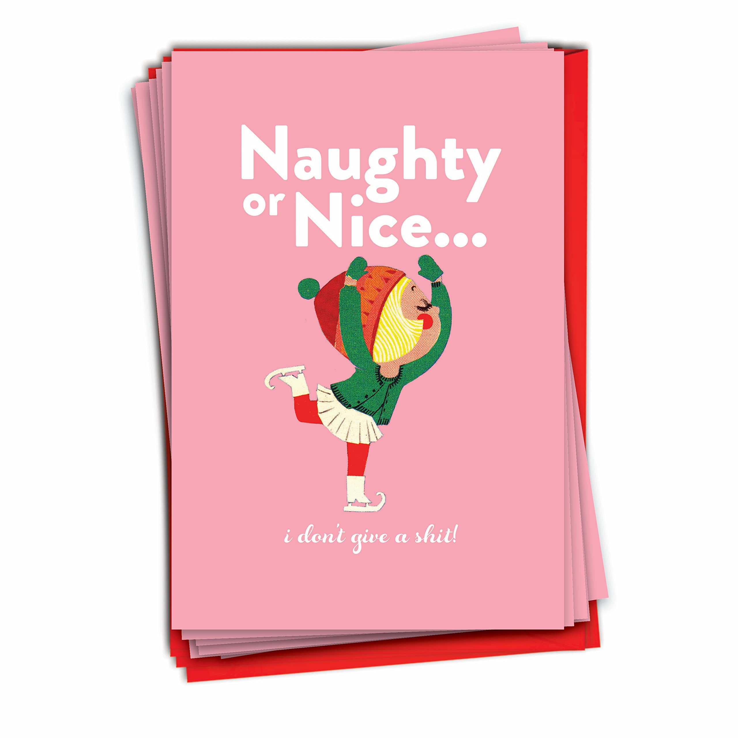NobleWorks - 12 Funny Merry Christmas Cards (1 Design, 12 Cards) - Humor Notecard Set for Christmas, Boxed Holiday Greetings - C3428XSG-B12x1