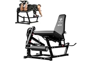 Mikolo Leg Extension and Curl Machine, Adjustable Leg Curl Machine, Seated Leg Extension and Lying Curl Machine for Home Gym, Leg Workout Equipment with Cable System