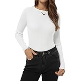 QUALFORT Women’s Lightweight Ribbed Knit Sweater Fitted Long Sleeve Crewneck Soft Casual Basic Pullover Top