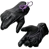 Milwaukee Leather MG7771 Women's Black/Purple ’I - Touchscreen Compatible’ Laced Wrist Motorcycle Hand Gloves W/Gel Palm
