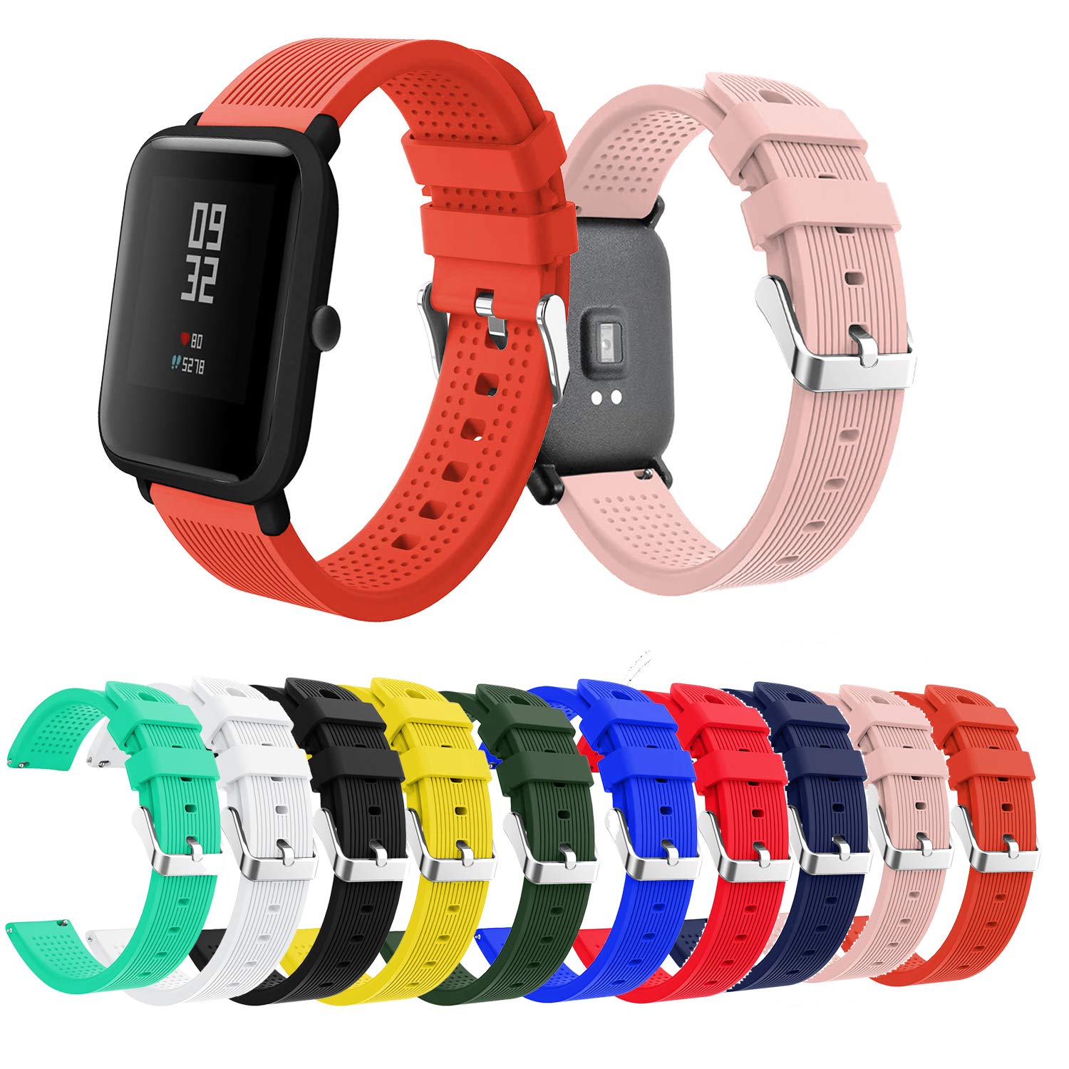 Angersi band for AMAZFIT Bip Younth bands,20mm Quick Release Soft Silicone Sport Strap Replacement Bands Compatible with AMAZFIT Bip Younth/Bip Youth Edition/GTS