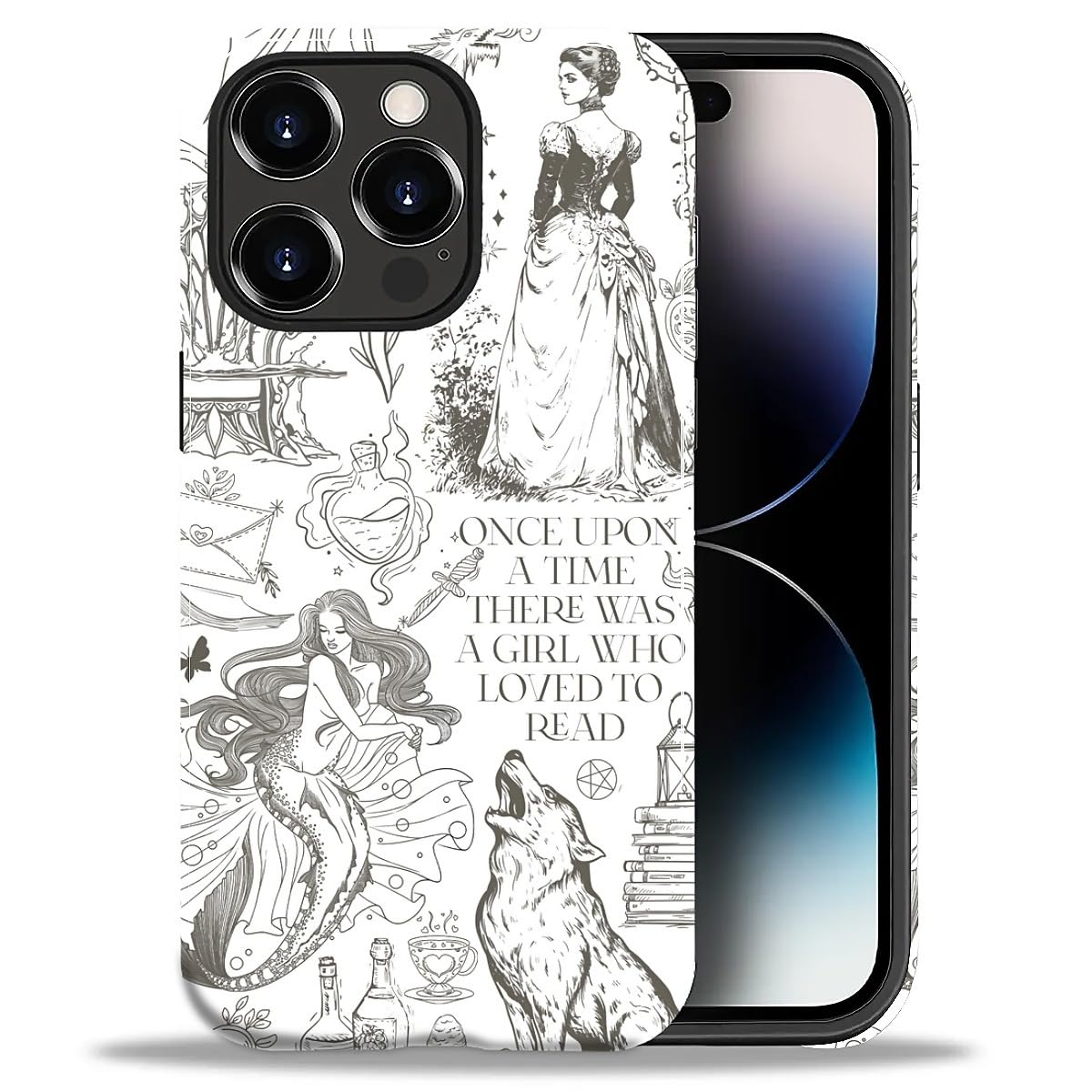 ZHEGAILIAN Case for iPhone 14 Pro Max,Shockproof Hard Shell + Soft Silicone 2 in 1 Hybrid,Shockproof Bumper Drop Protective - Fantasy Book Lover