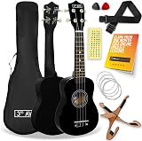 3rd Avenue Soprano Ukulele 21 Inch Beginner Pack Bundle with Bag Stand Strap