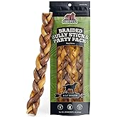 Redbarn Pet Products All Natural 8"-12" Braided Bully Sticks for Medium & Large Dogs - Healthy Long Lasting Beef Chews Variety Party Pack - Single Ingredient Low Odor Rawhide Free - 1 lb Bag