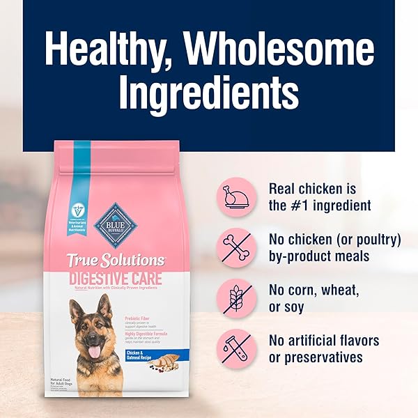 BLUE BUFFALO TRUE SOLUTIONS DIGESTIVE CARE NATURAL DRY DOG FOOD FOR ADULT DOGS, CHICKEN, 4-LB. BAG