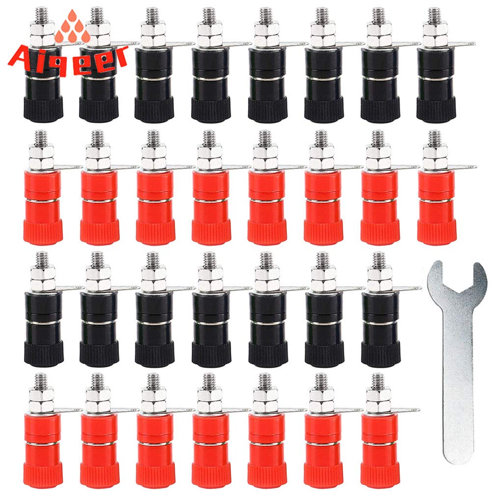 Aiqeer 30 Pcs 4 mm Banana Socket, Binding Post Terminal, Connector Jack Socket, Panel Female Connector (Red, Black)