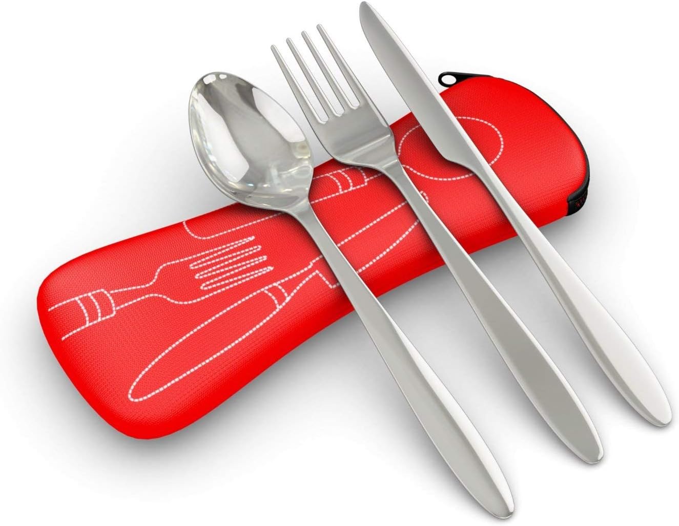 Aigemi 6 Piece Stainless Steel Flatware Set,Knife Fork Spoon Portable Travel Silverware Set with Carrying Case for Lunch Bag Traveling Camping