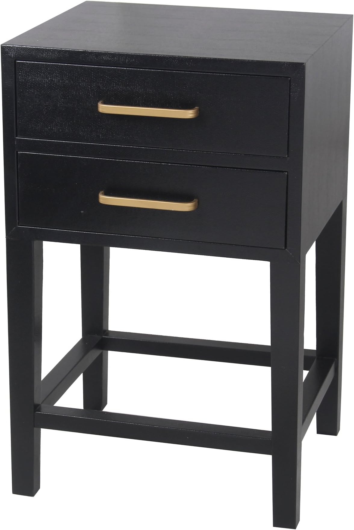 2 Drawer Accent Stand - Black Shagreen Wood-Nylon/Black-Gold/Modern