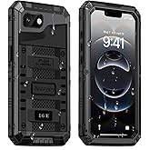 Beasyjoy for iPhone 16e Case Waterproof, Metal Heavy Duty Full Body Protective Case with Built-in Screen Protector, Military Grade Shockproof Defender Cover for iPhone 16e 6.1", Black