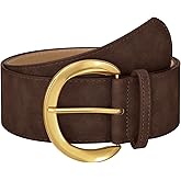 WHIPPY Women’s Wide Leather Belt for Dresses Fashion Casual Laides Thick Suede Belt with Gold Buckle