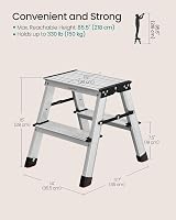 SONGMICS 2 Step Aluminium Ladder 150 kg Load Capacity Foldable Lightweight view 5