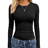 TNNZEET Long Sleeve Shirts for Women Fall Fashion Workout Crop Top Y2K 2026 | Slim Fitted Basic Tee,Soft Stretchy Underscrub,Workout &amp; Business &amp; Going Out,Daily Wear School Teacher Outfit,Winter Clothes