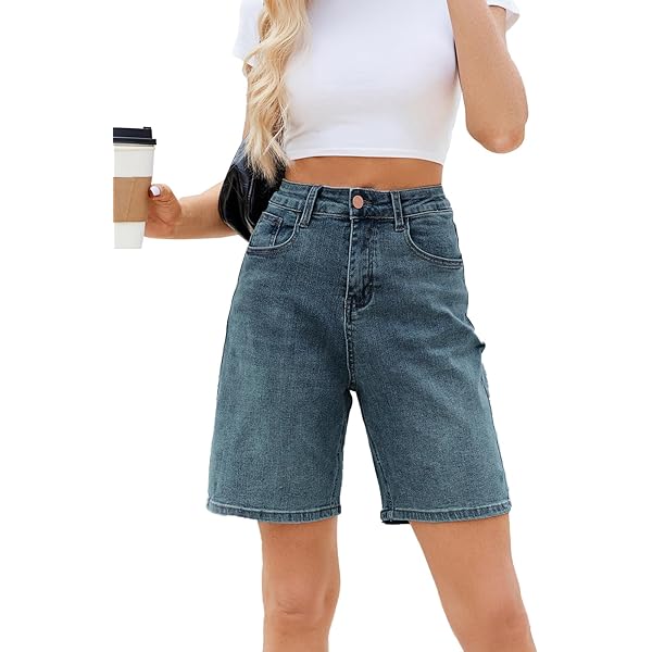 Bermuda Jean Shorts for Women Y2k Straight Leg Keen Length