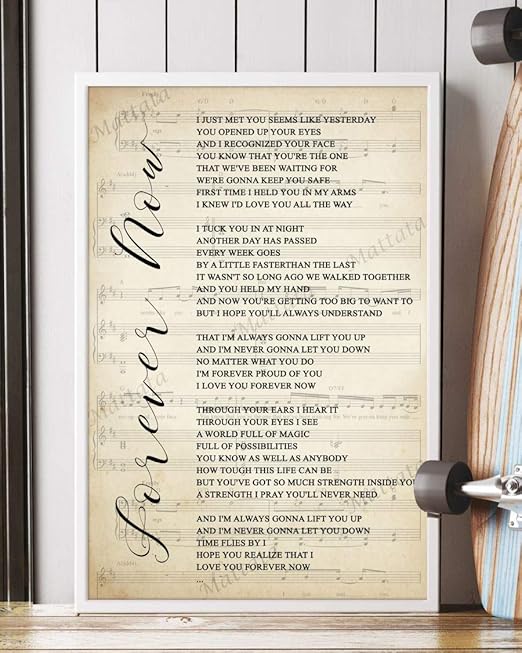 Amazon Com Mattata Decor Gift Forever Now Song Lyrics Sheet
