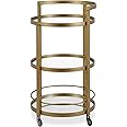 Henn&Hart 21" Wide Round Bar Cart in Brass, Bar Carts for the Home