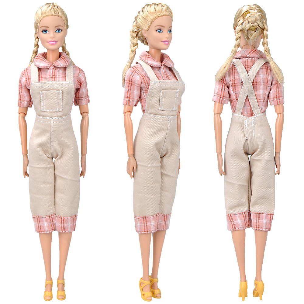 E-TING Handmade Fashion Doll Clothes Country style Jumpsuits Wears For Barbie Dolls