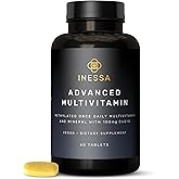 Inessa Methylated Multivitamin for Men and Women - Advanced Natural Daily Mens Multivitamins with CoQ10 100mg, Vitamins D3, K2, A, B Complex Vitamins, Folic Acid & Zinc - 60 Vegan Tablets