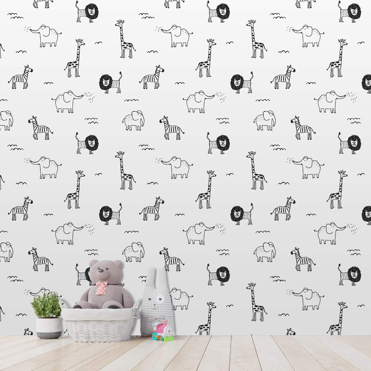Amazon Co Jp 可愛い手描き動物子供壁紙リビングじれったいpvc壁紙 シール 剥がせる 賃貸 Diy ウォール ステッカー 模様替 防水 防カビ 防湿 はがせる リメイクシート おしゃれ ホーム キッチン