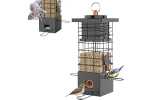 KRUOO Metal Squirrel Proof Bird Feeder for Outdoors Hanging,Wild Bird Feeders for Outside, 2.5 lb Capacity