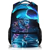 Wedinosaurnes Kids Backpack for Boys Girls, Hockey Backpack, Gift for Kids Back to School, 17 Inch Large Capacity Student Bookbag for Travel Picnic Hiking