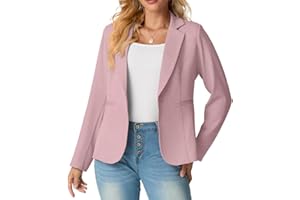 GRECERELLE Womens Blazers Open Front Casual Long Sleeve Button Suit Business OL with Pockets