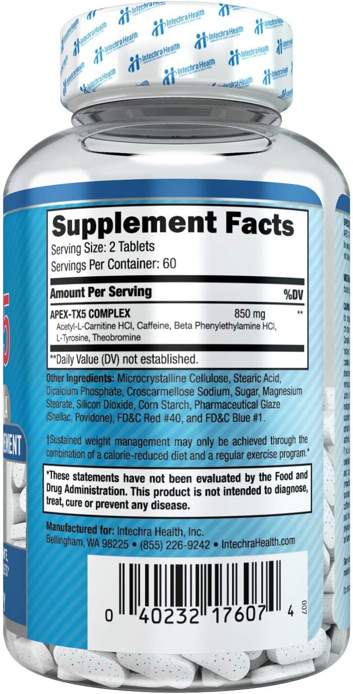 APEX-TX5 Weight Management Dietary Supplement 120 White Blue Red Speck Tablets Made in the USA Highest Professional Quality: Health & Personal Care