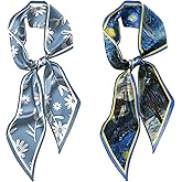 BHAHB 2PCS Hair Head Scarf Silk Feeling Long Satin Neck Satin Scarves for Handbag Cute Decoration Aesthetic Women 59 * 6.7''