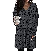 KISSMODA Womens Casual Tunic Tops for Leggings Long Sleeve Fall Shirts with Pockets