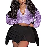 Wyeysyt Womens Cropped Color Block Cardigan Sweaters Long Sleeve Button Down Open Front Knit Sweater Outerwear