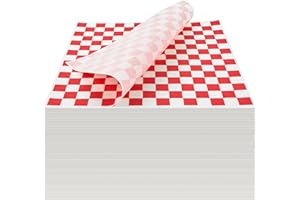Ocmoiy 500 Sheets Sandwich Wrapping Paper, 12 x 12 Inches Red and White Checkered Deli Paper Liners for Plastic Food Basket, Hamburger Hot dog Wrappers, BBQ, Picnic