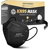 KN95 Face Masks Black Adults - 100 Pack Disposable Masks Comfortable 5-Layer Safety Face Masks & 5 Adjustable Masks Extender Masks Large Size