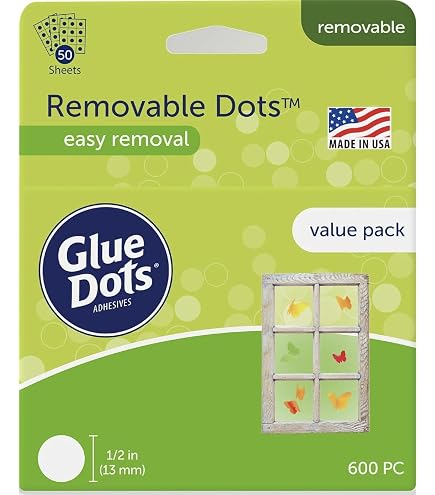 Glue Dots Pro Dispenser Box – 4000 Low-Profile Medium-Tack Double-Sided Adhesive Dots (1/2")