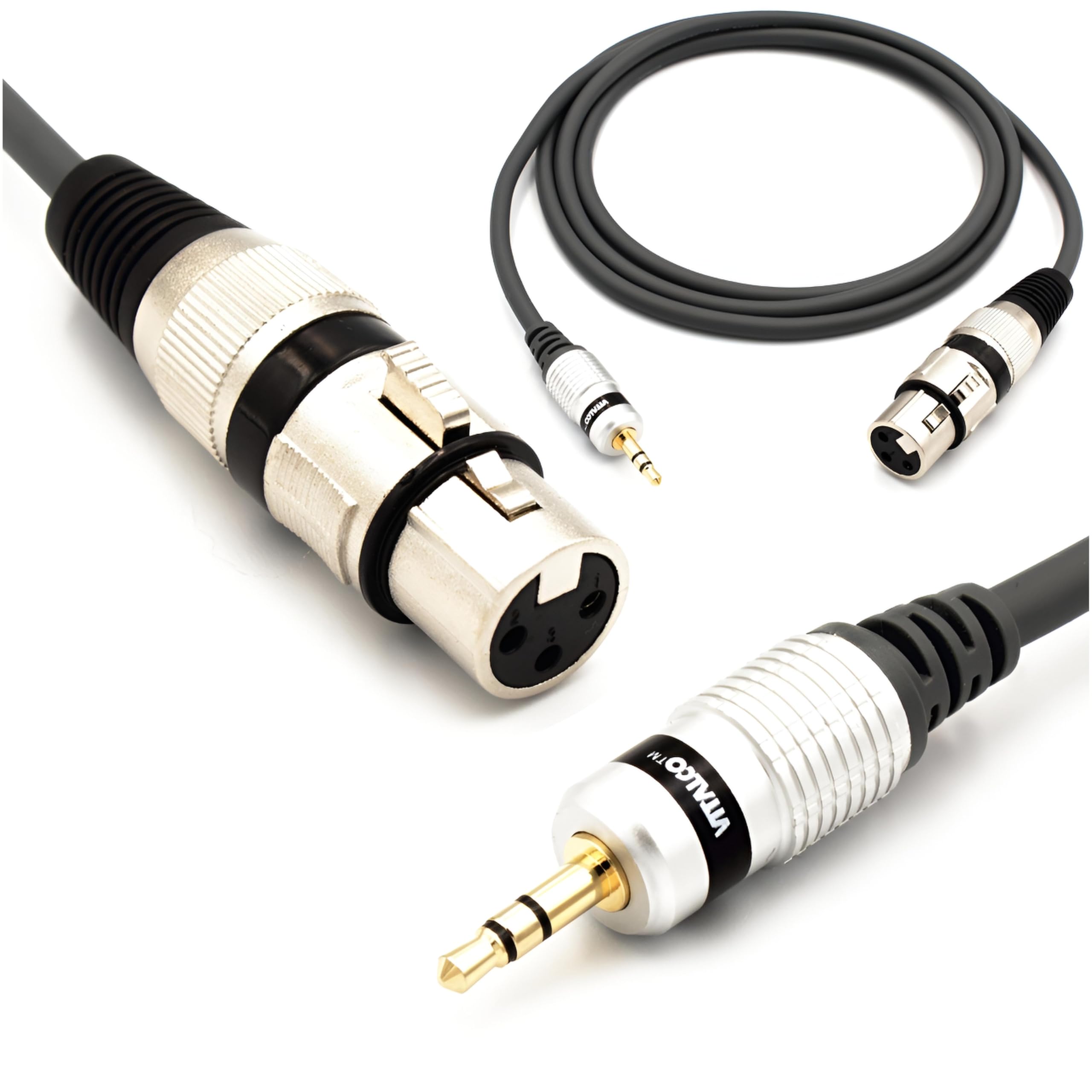 VITALCO XLR Female to Mini Jack 3.5 Stereo Cable 3m 3 Pin Microphone to AUX TRS 1/8 Inch Lead