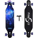 PINESKY 41 Inch Longboard Skateboard 8 Ply Natural Maple Complete Skateboard Cruiser for Cruising, Carving, Free-Style and Downhill with T-Tool