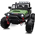 Hikiddo 24V 9Ah Ride on Toy for Big Kids, 2 Seater Ride-on Truck Kids Electric Vehicle Car for Boys with Remote Control - Army Green