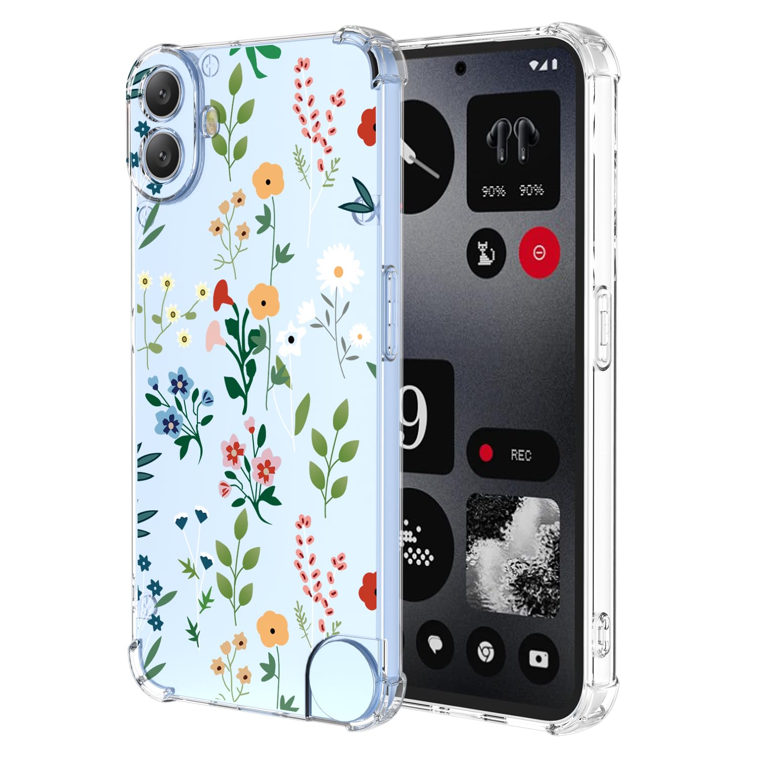 WBWONE Case for Nothing CMF Phone 1 Case, Slim Non-Slip Flexible TPU Cover Protective Shock Absorption Painted Print Pattern Transparent Bumper (Colored flower)