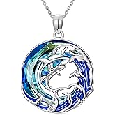 TOUPOP Sea Turtle/Jellyfish/Shark/Octopus/Seahorse Gifts Sterling Silver Ocean Waves Pendant Blue Crystal Sea Turtles Jewelry Valentine's Day Summer Gifts for Women Her