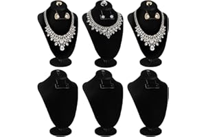 6 Pcs Black Velvet Necklace Display Stand Bust Jewelry Mannequin Jewelry Display for Vendors with Earrings Holder Ring for Se