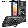 Ailiber Case for Cricket Icon(U304)/AT&T Radiant Core(U304A)/Cricket Vision 2(U304AC)/Vision 3/Wiko Ride W-U300/AT&T Calypso(U318AA) Case with Screen Protector, Military-Grade Rotate Ring Stand-Black